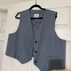 Zara Charcoal Button-Up Vest